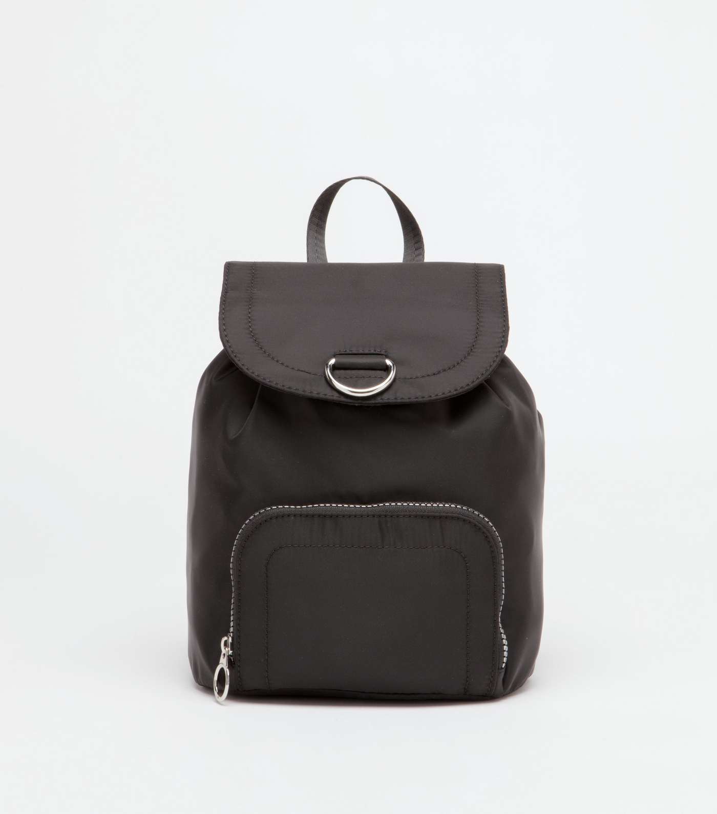 Black Nylon Pocket Front Backpack