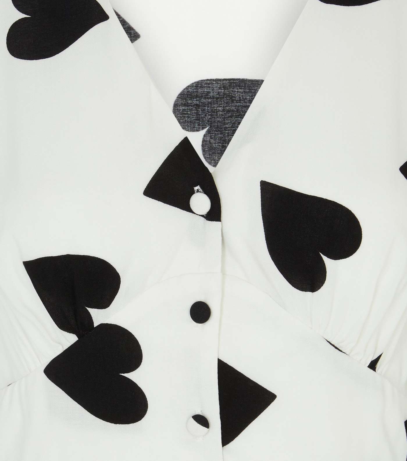 White Button Front Heart Midi Tea Dress  Image 3