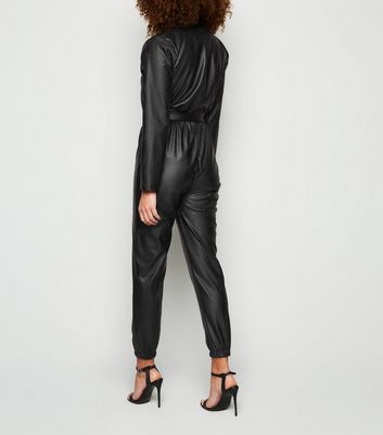 black leather boiler suit