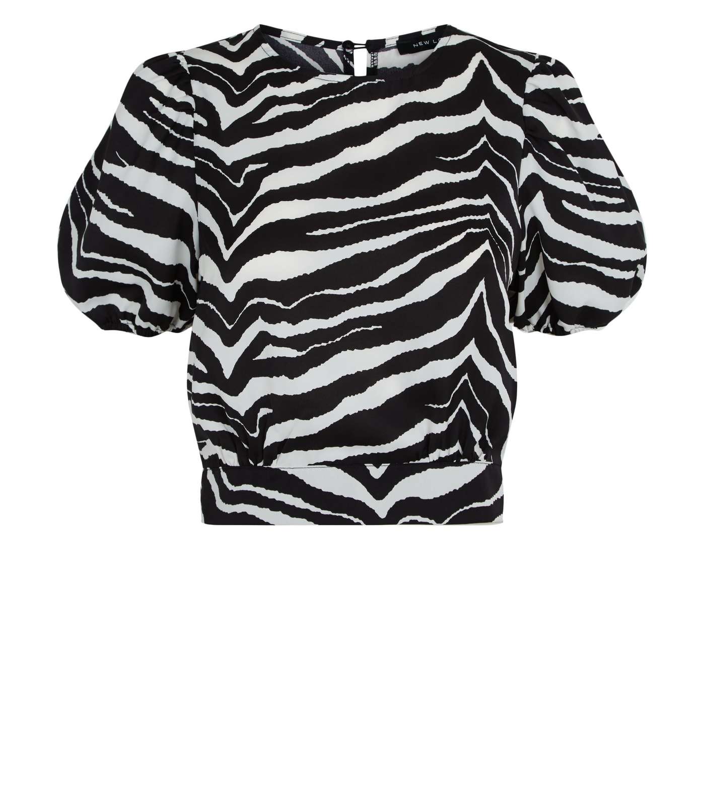 Black Zebra Print Puff Sleeve Top Image 4