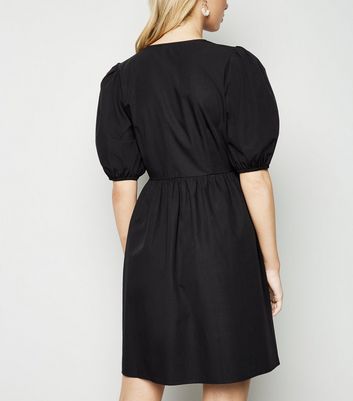 mini wrap dress with sleeves