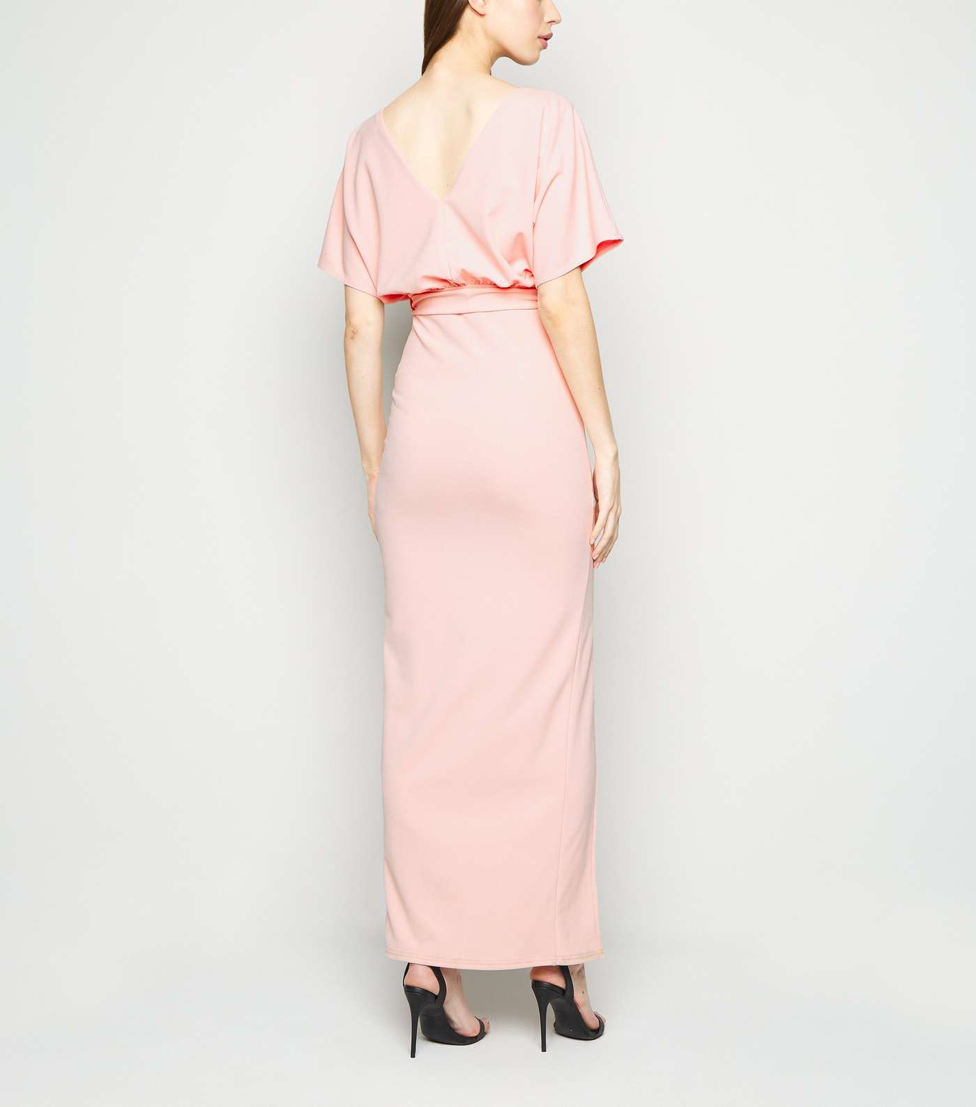 Pale Pink Belted Side Split Maxi Dress Image 2
