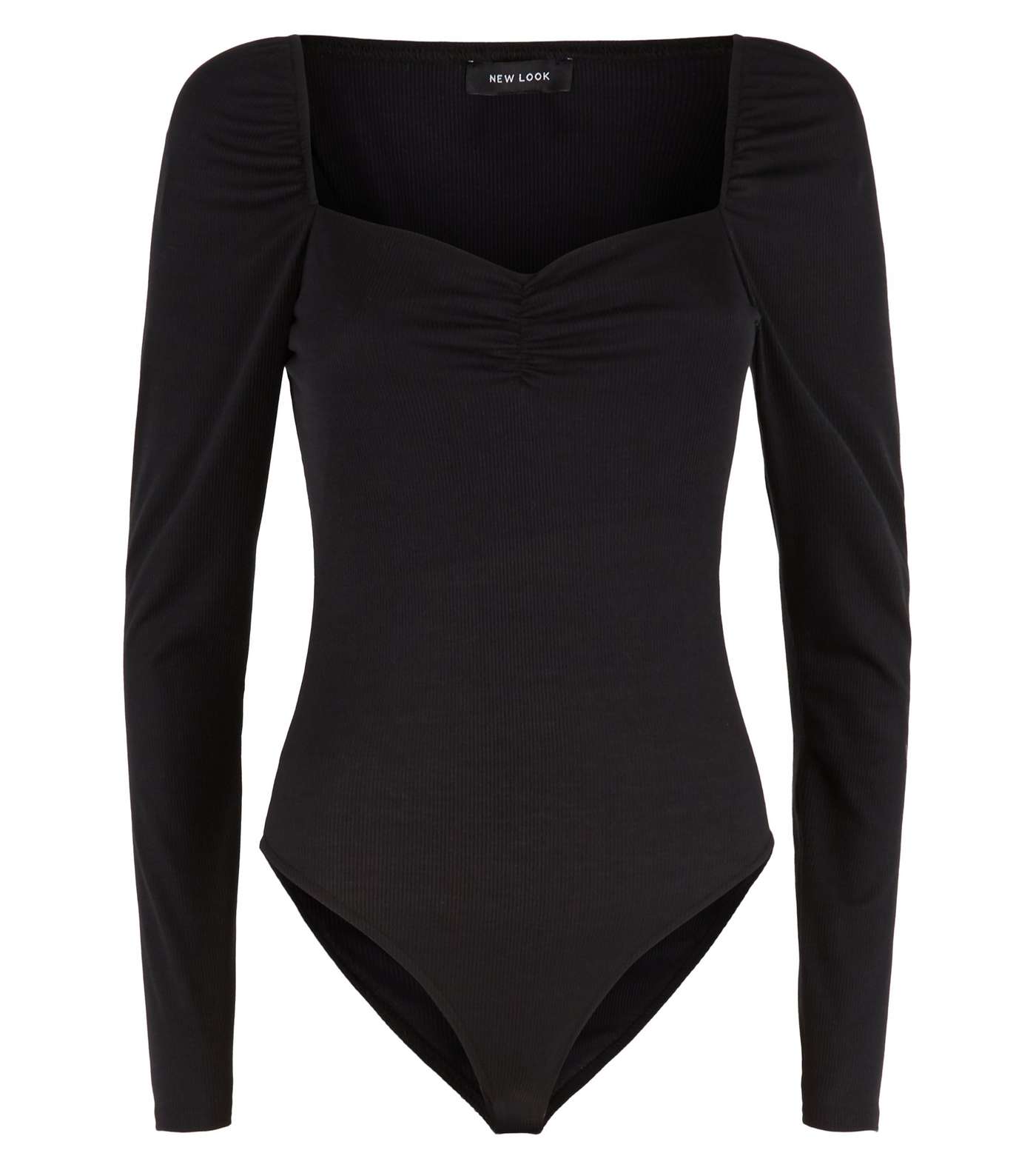 Black Sweetheart Neck Long Sleeve Bodysuit Image 4