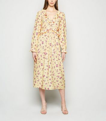 yellow floral dress midi