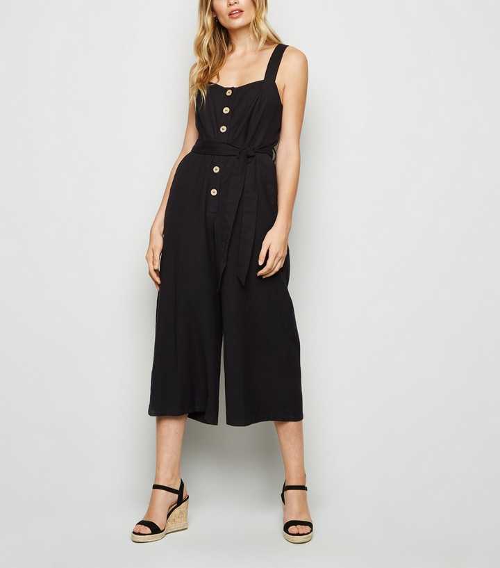 Black Crop Wide Leg Jumpsuit