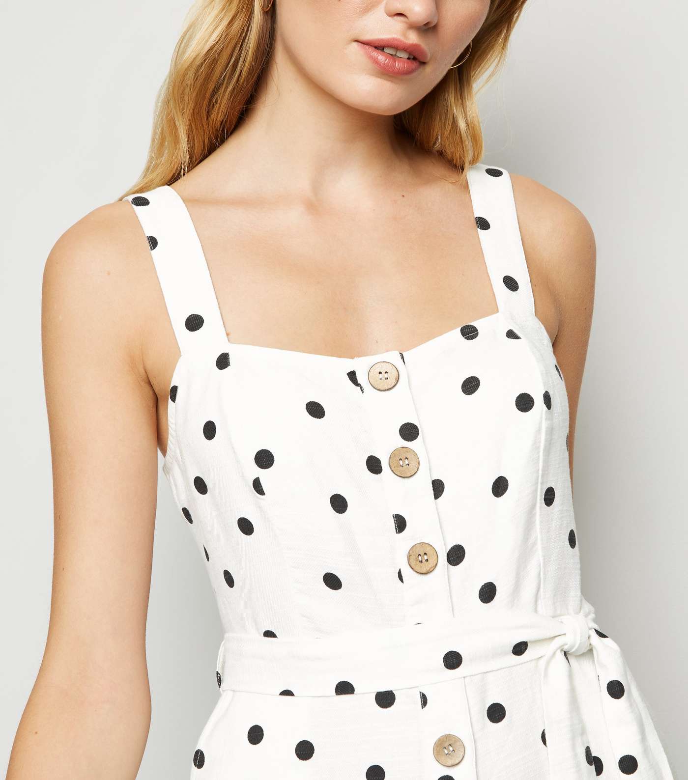 White Spot Button Front Playsuit Image 5