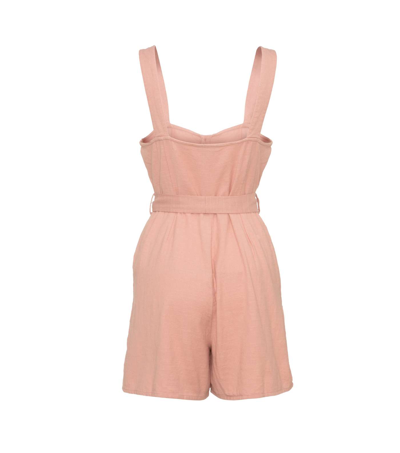 Pale Pink Button Front Tie Playsuit Image 2
