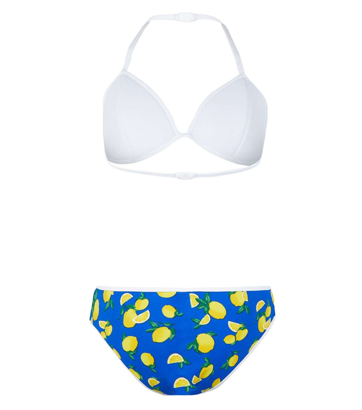 Girls Blue Lemon Print Scuba Bikini Set Image 2