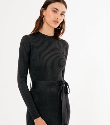 ribbed knit long sleeve dress