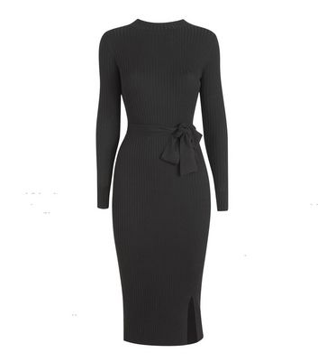 black long sleeve midi dresses