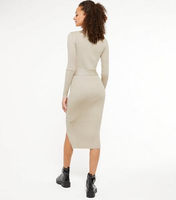 long sleeve knit midi dress