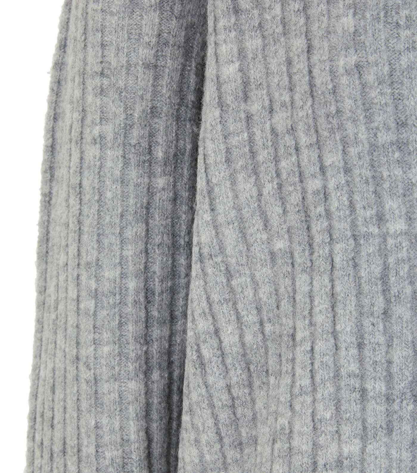 Grey Ribbed Knit Button Up Cardigan Image 3