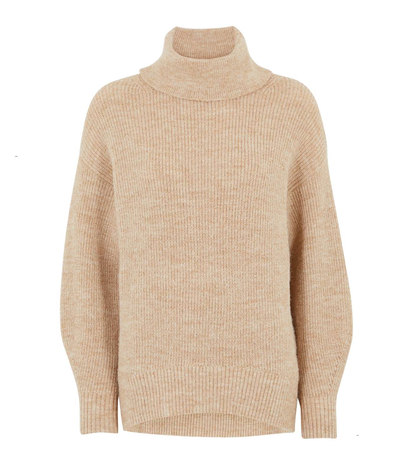 Camel Slouchy Roll Neck Jumper