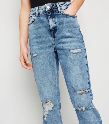 Acid wash ripped mom jeans Clearance
