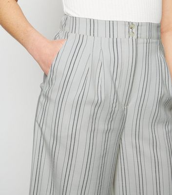 White Stripe Linen Look Crop Trousers 