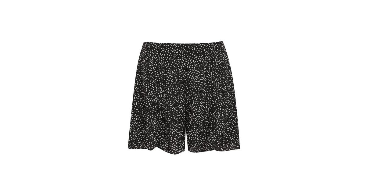 Black Confetti Print Flippy Shorts | New Look