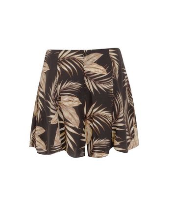 Image of Black Tropical Print Flippy Shorts New Look