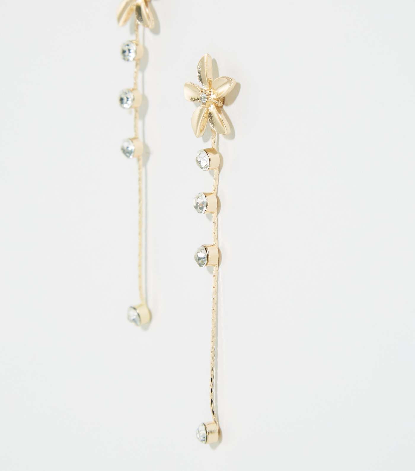 Gold Flower Diamanté Tassel Earrings Image 3