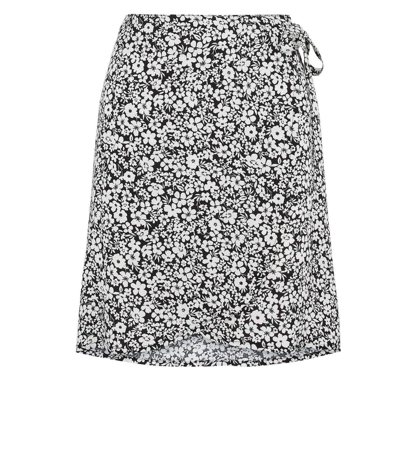 Black Floral Wrap Mini Skirt  Image 4