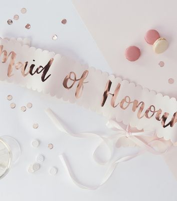 Image of Ginger Ray Rose Gold Maid Of Honour Sash New Look