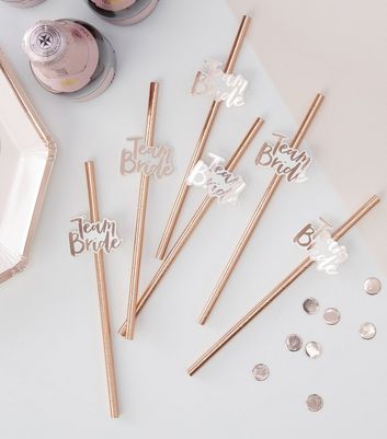 Image of Ginger Ray Rose Gold Team Bride Straws New Look