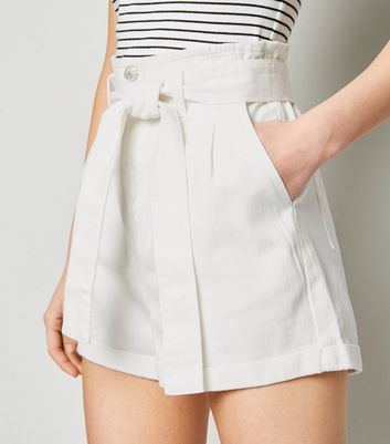 Urban Bliss White Belted Denim Shorts 