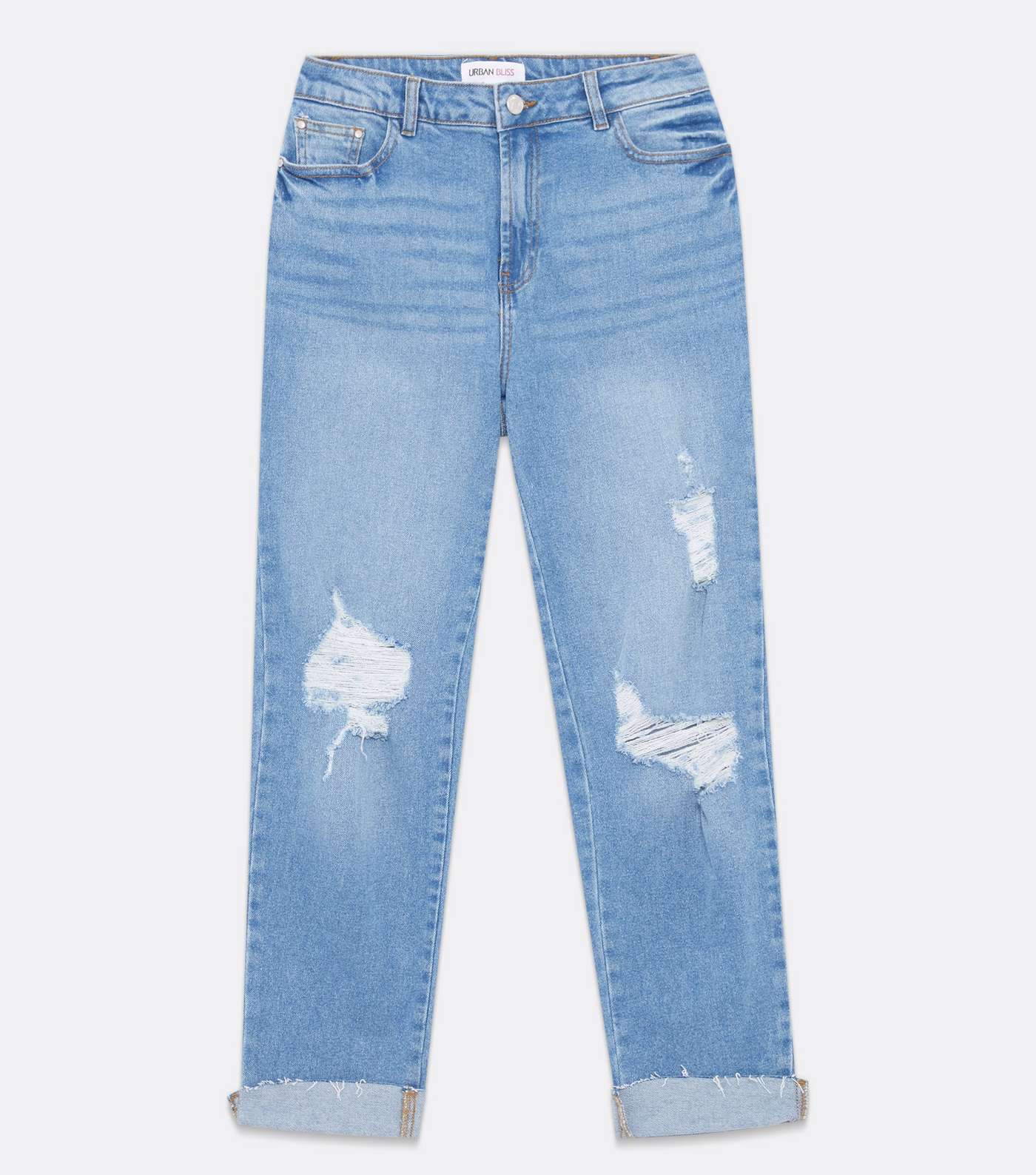 Urban Bliss Blue Ripped Straight Leg Jeans Image 5