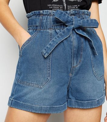 Image of Urban Bliss Blue Tie Waist Shorts New Look