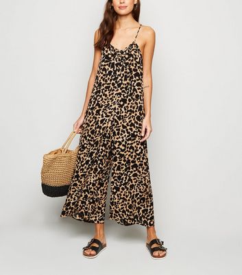 leopard print wide leg jumpsuit