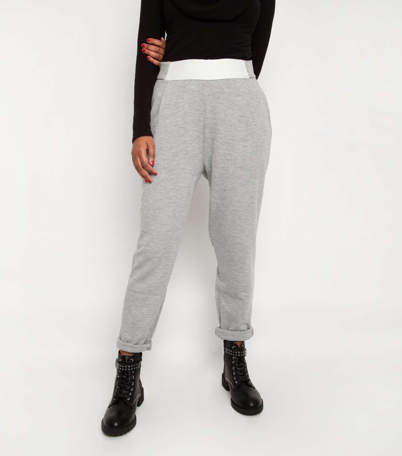 Till We Cover Pale Grey Contrast Waist Joggers Image 2