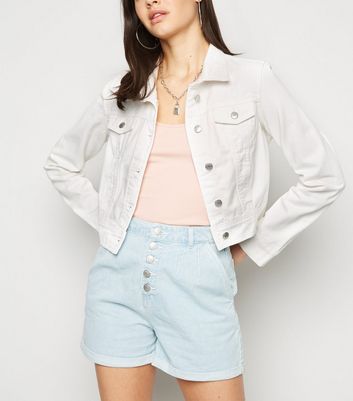 Urban Bliss White Crop Denim Jacket 
