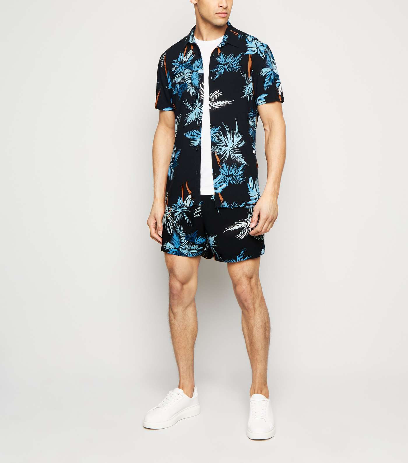 Blue Tropical Print Lightweight Shirt Image 2