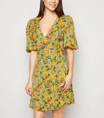 new look yellow wrap dress