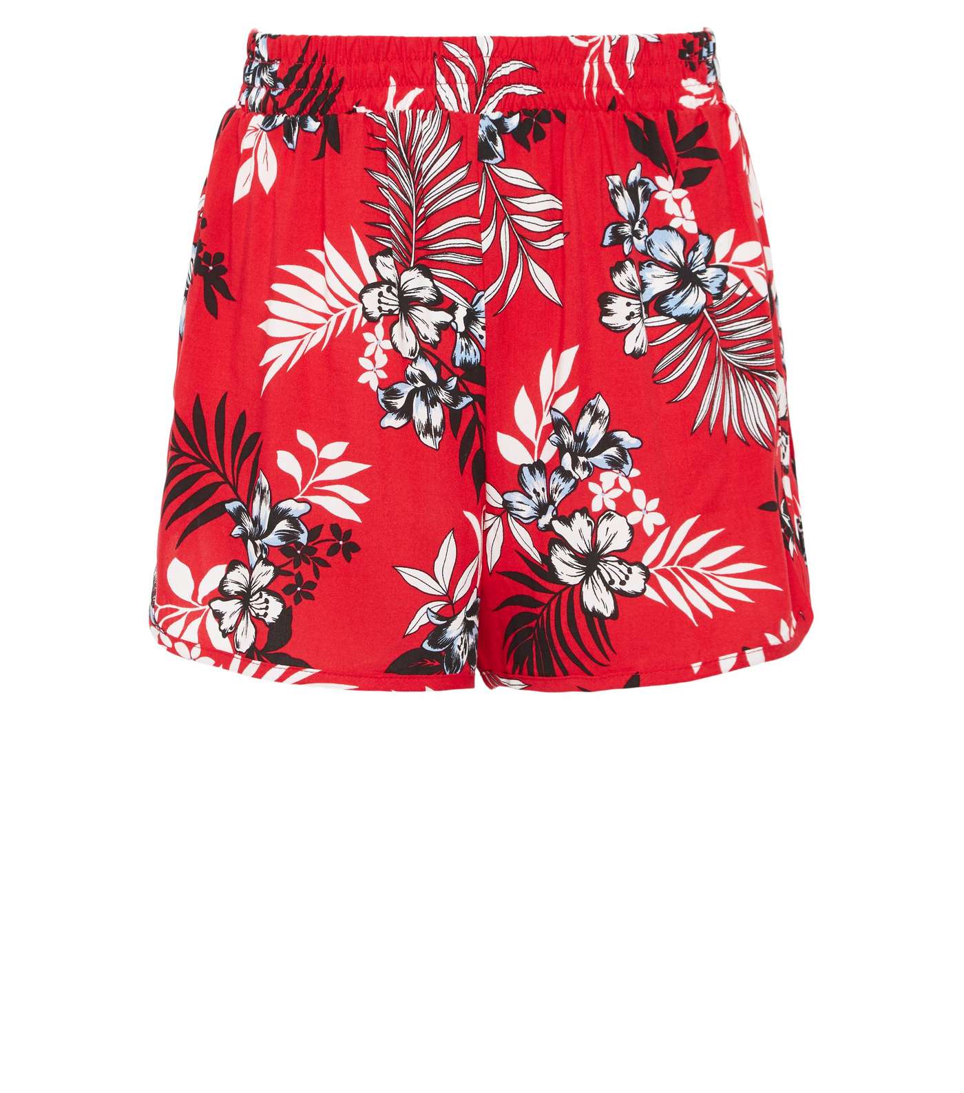 Girls Red Tropical Floral Lightweight Shorts Image 4