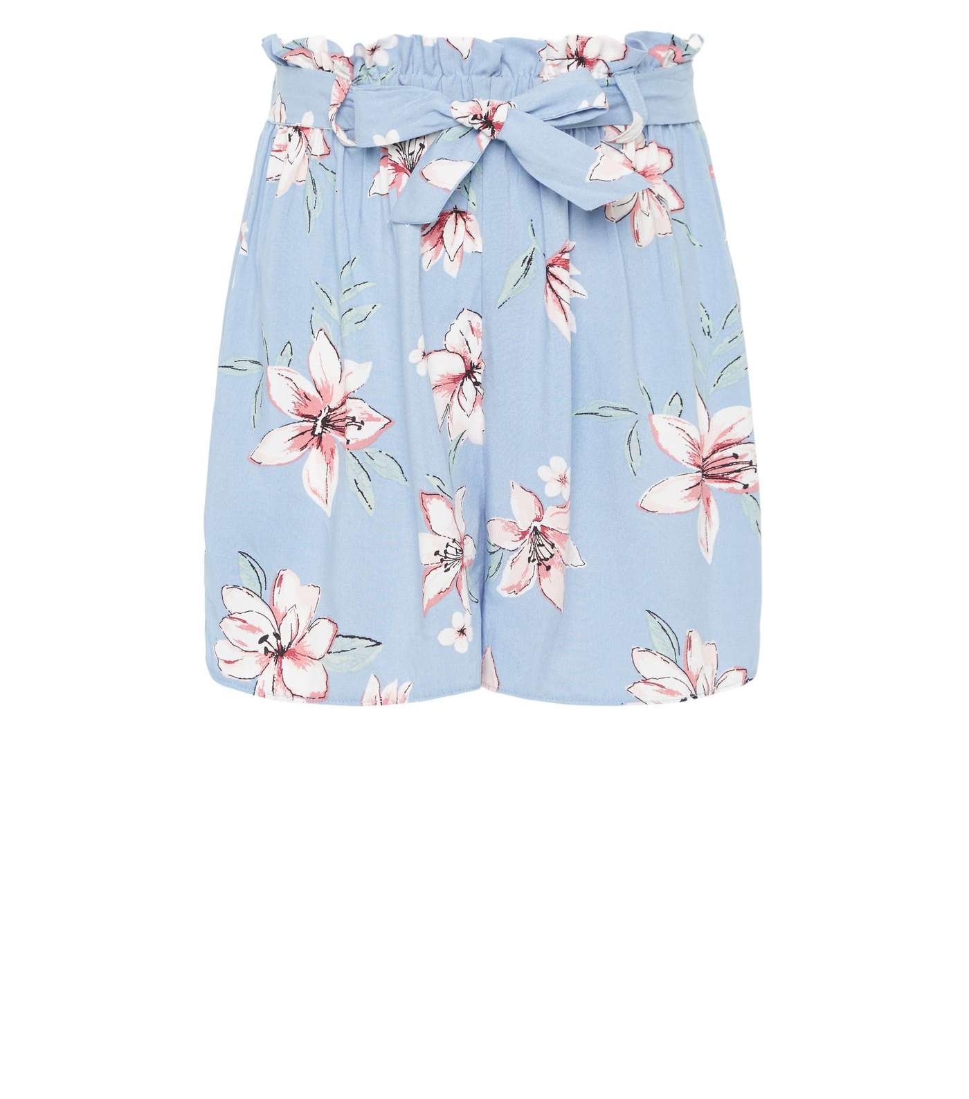 Girls Blue Tropical Floral Shorts Image 4
