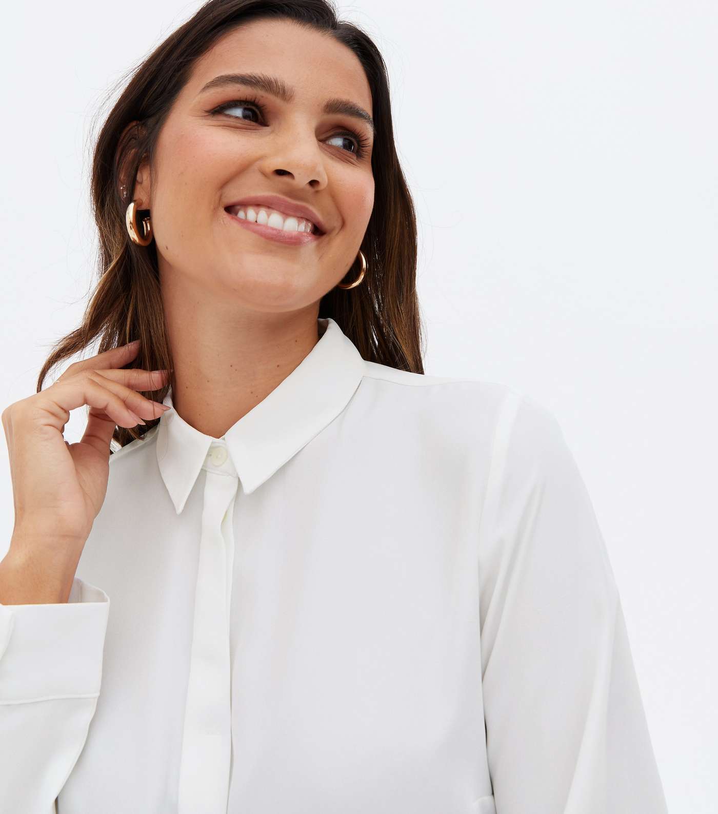 White Long Sleeve Button Up Shirt Image 3