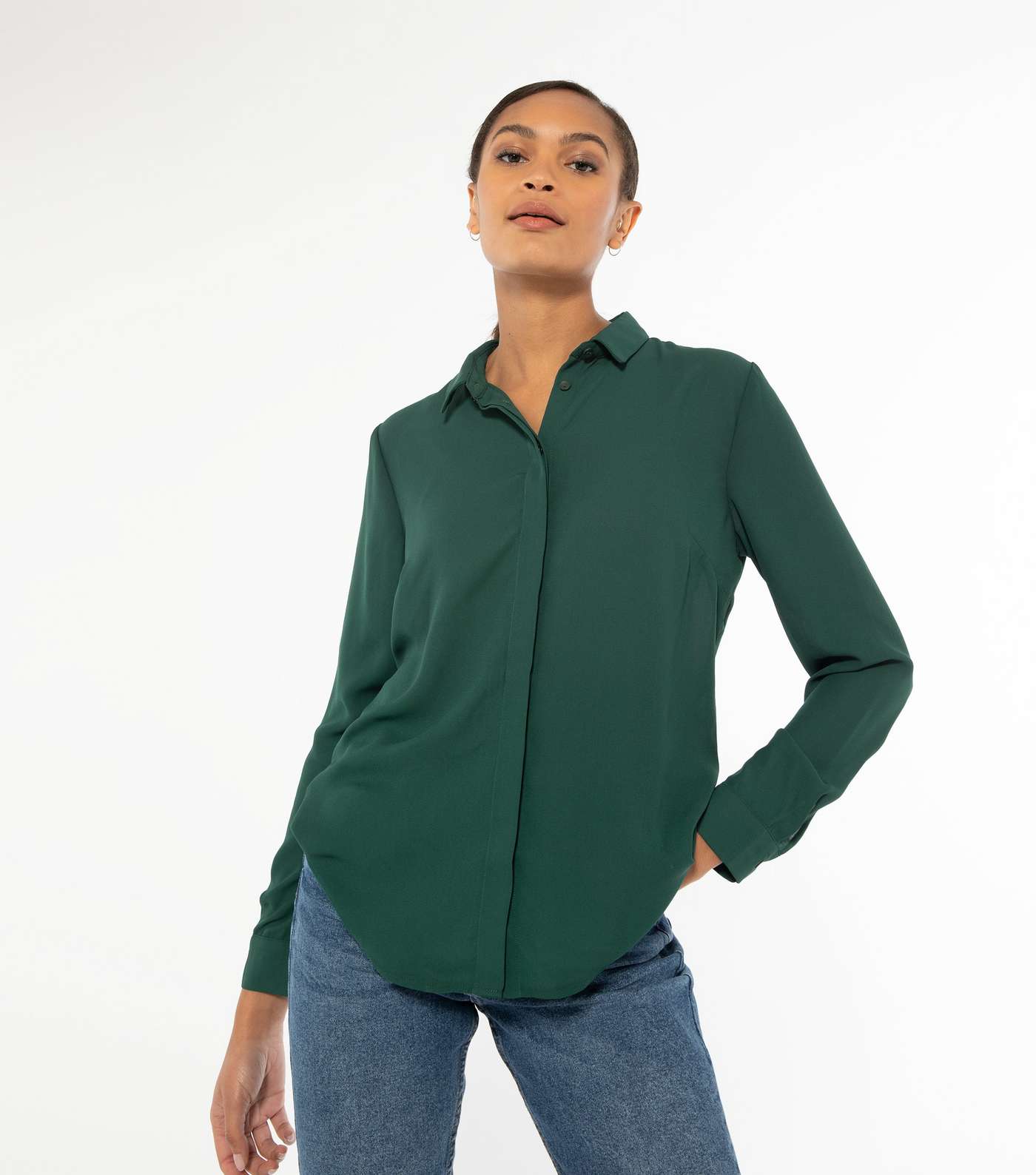Dark Green Long Sleeve Button Up Shirt