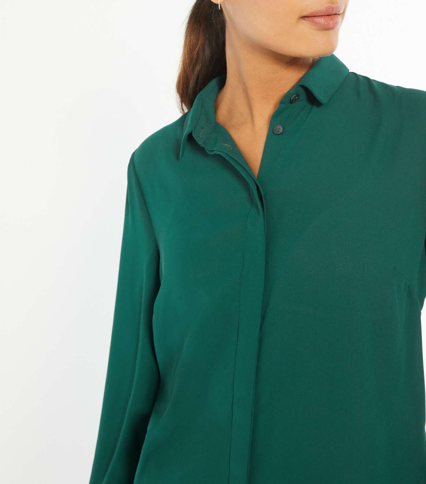 Dark Green Long Sleeve Button Up Shirt Image 5