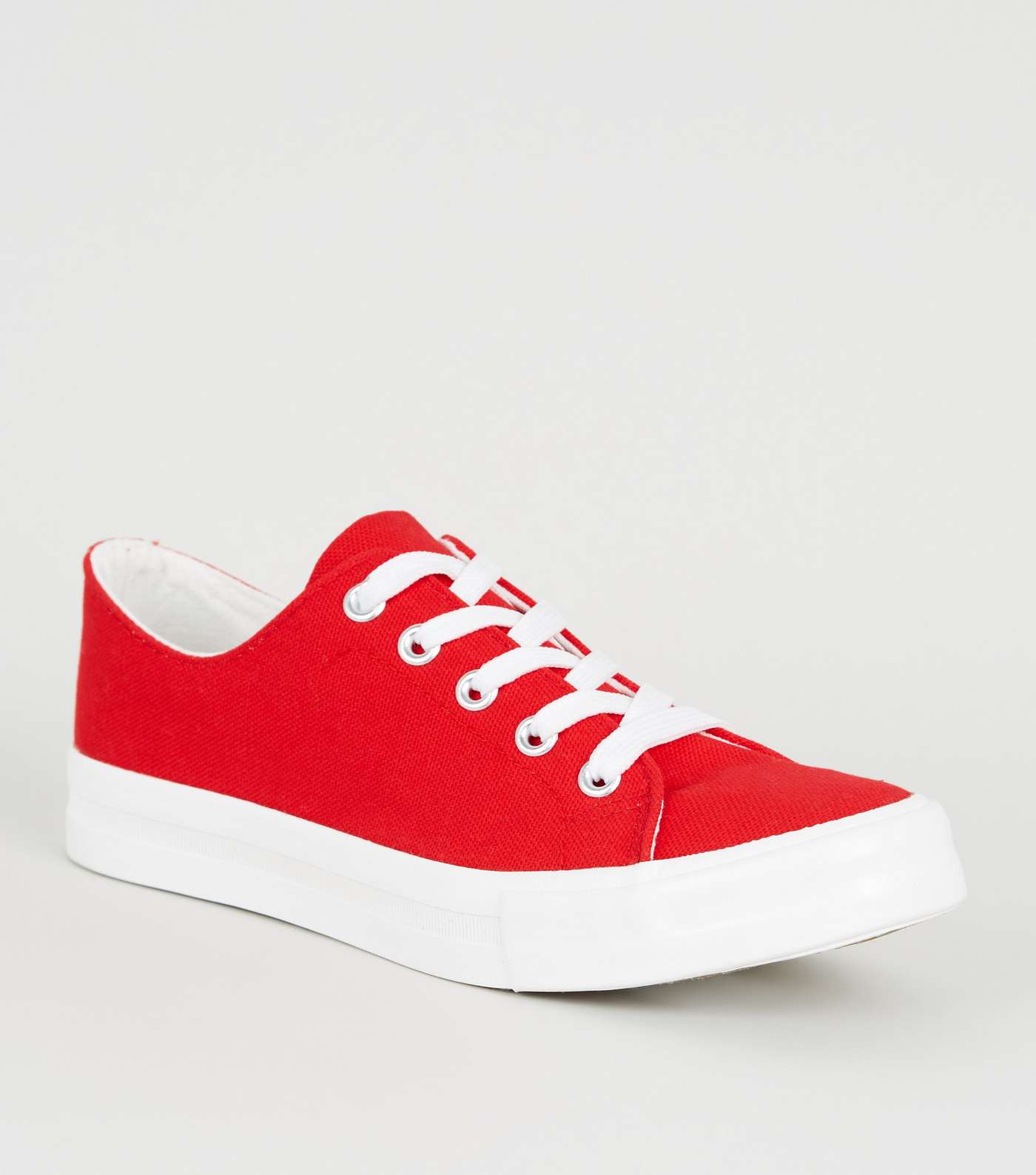Girls Red Canvas Trainers