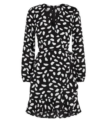 Image of AX Paris Black Spot Long Sleeve Dress New Look