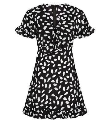 AX Paris Black Spot Frill Dress | New Look