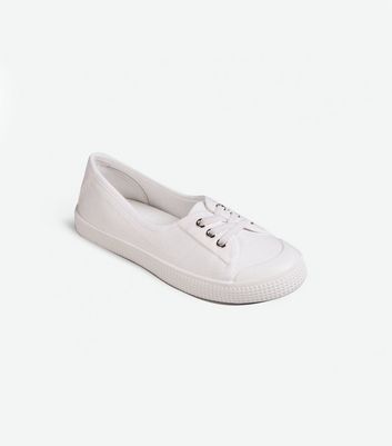 Girls white canvas trainers sale