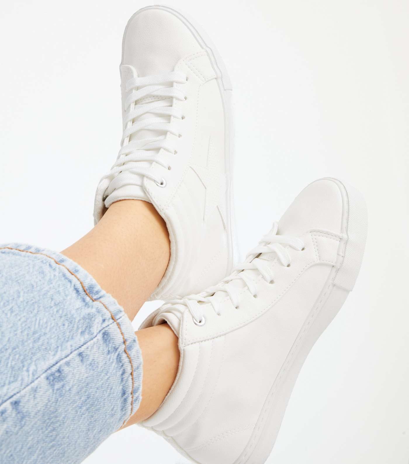 Girls White Star High Top Trainers Image 2