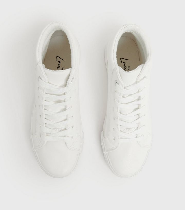 Girls White Star High Top Trainers New Look