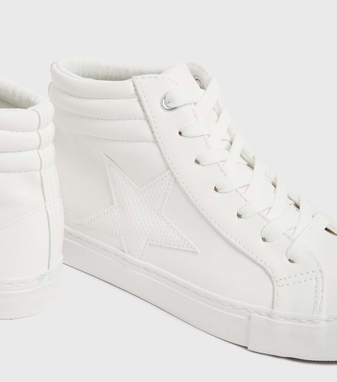Girls White Star High Top Trainers Image 4