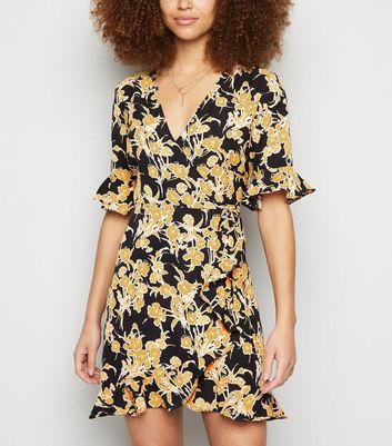 new look yellow wrap dress