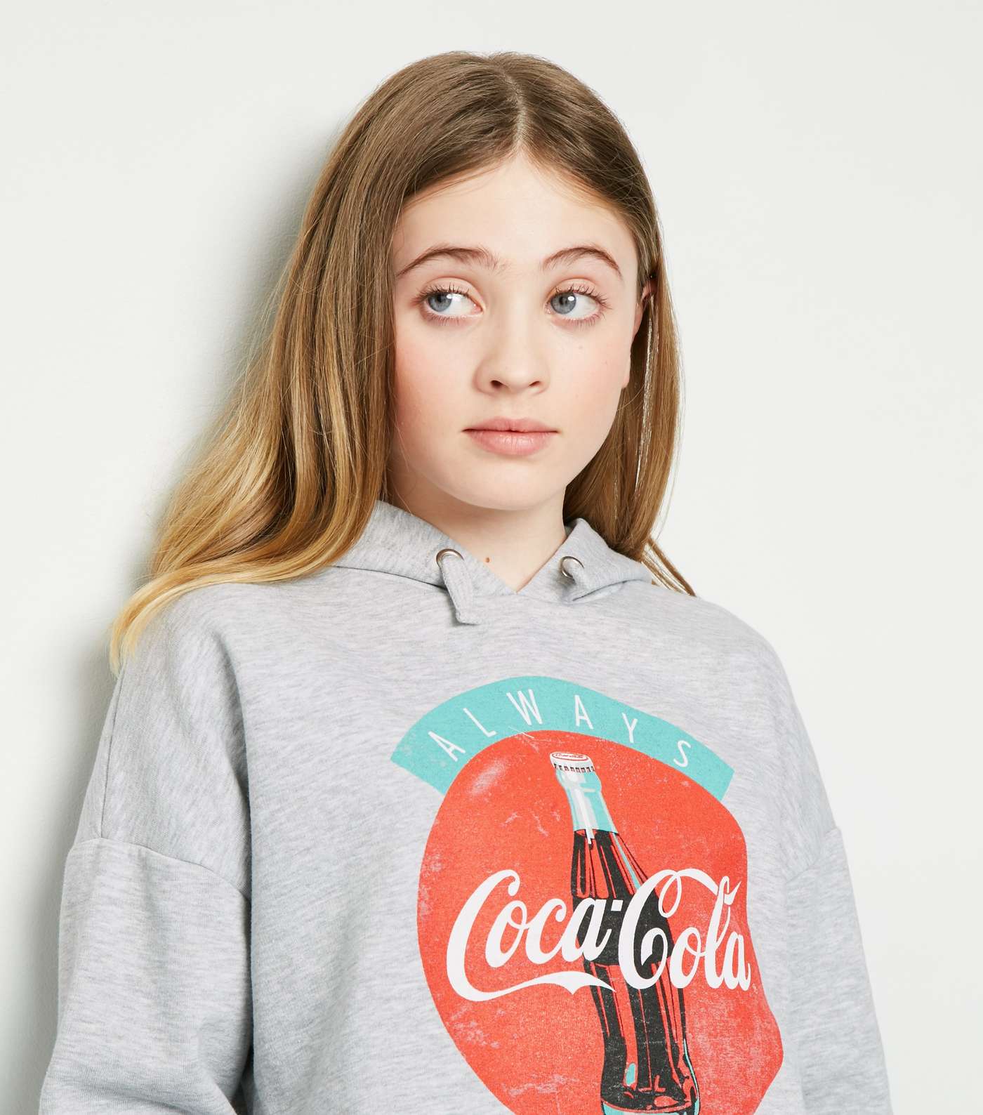 Girls Grey Coca Cola Logo Hoodie Image 5