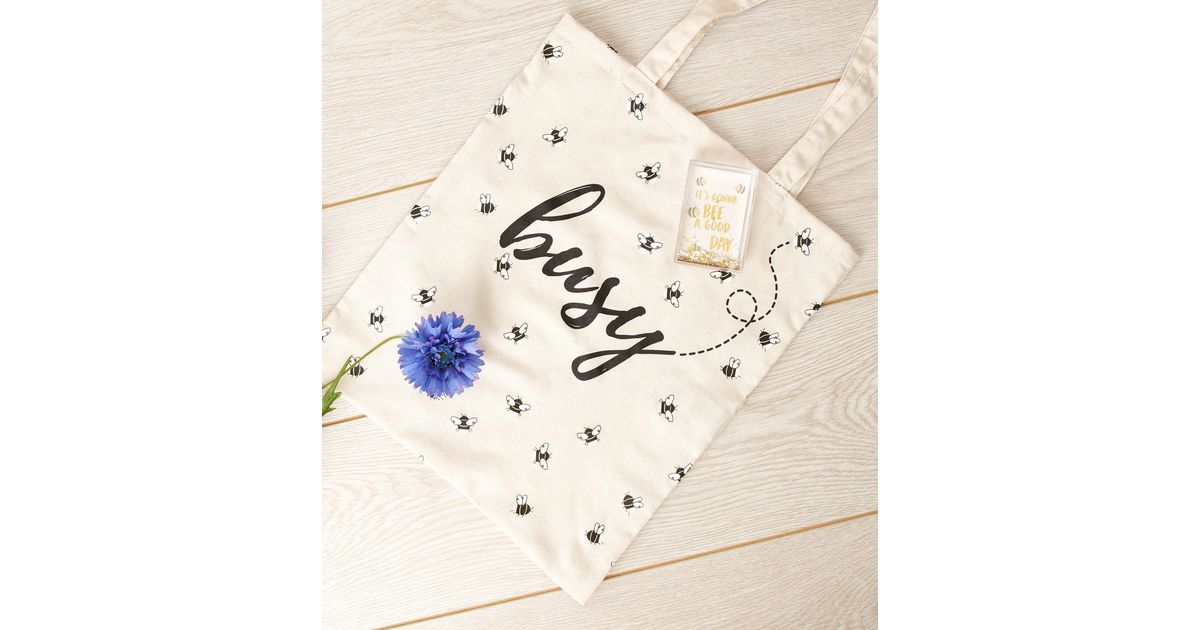 Cream Busy Bee Slogan Canvas Bag | New Look