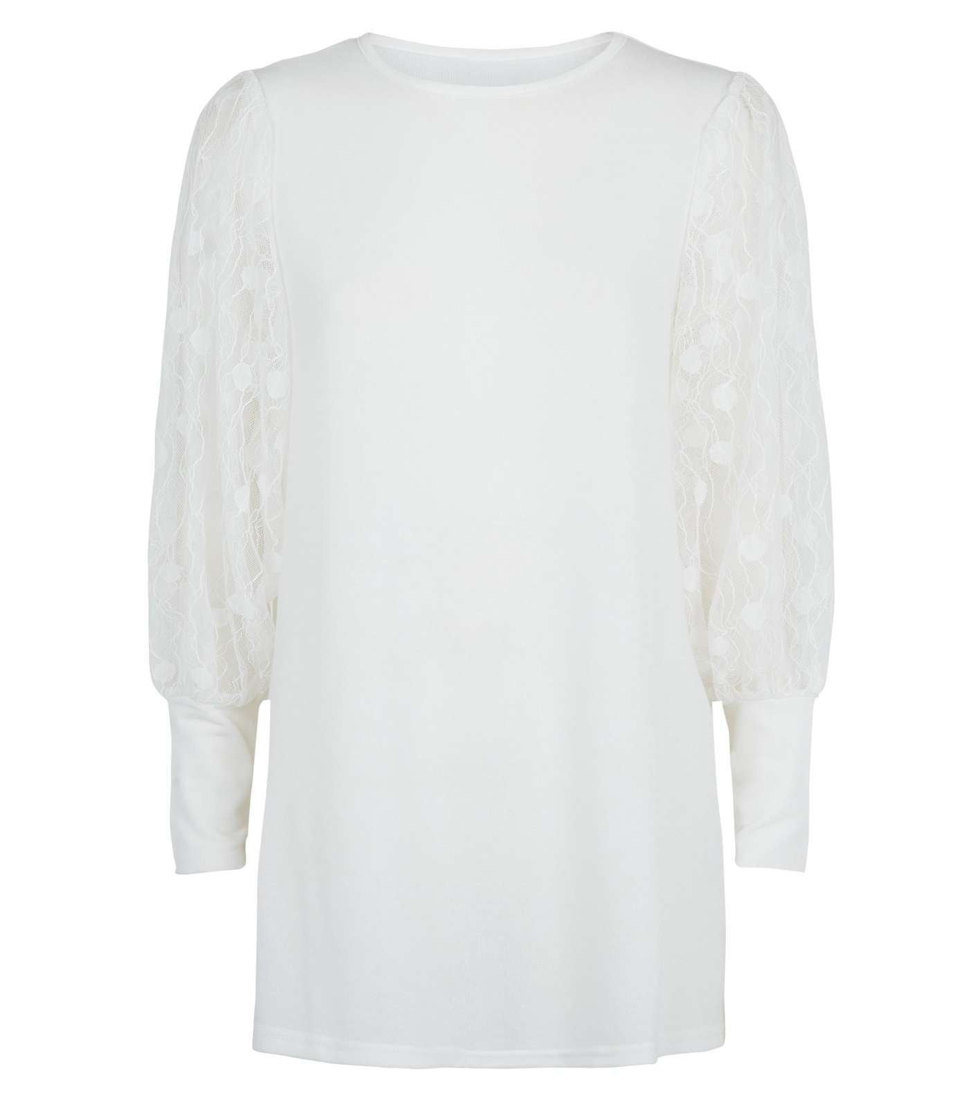 Blue Vanilla Off White Lace Sleeve Top Image 4