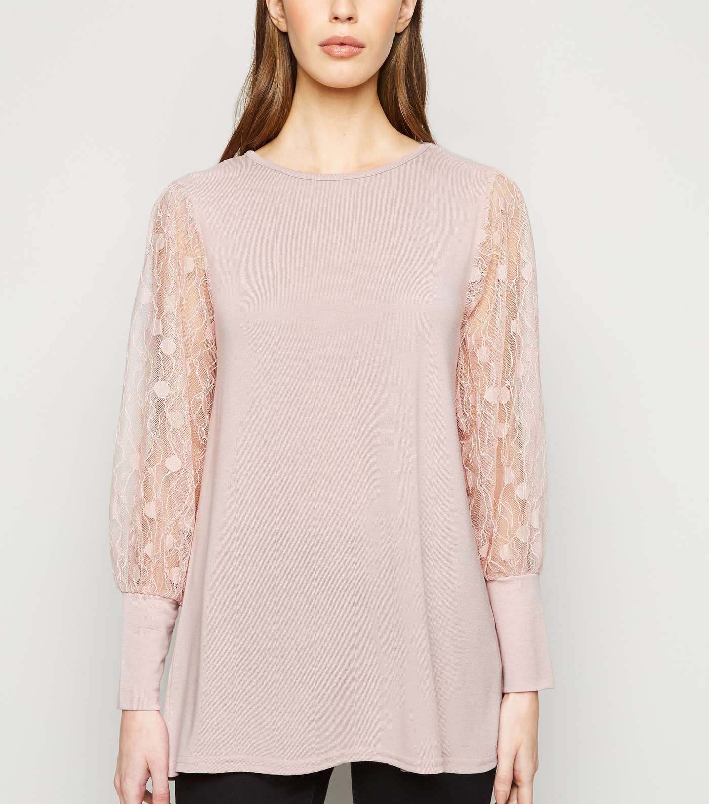Blue Vanilla Pink Lace Sleeve Top